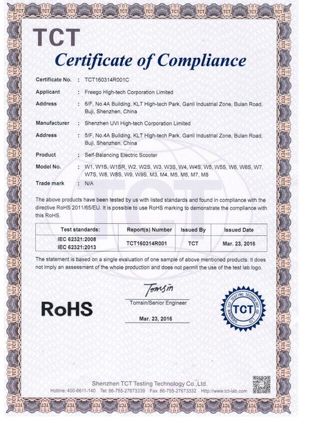 China Freego High-Tech Corporation Limited Co., Ltd. certificaten