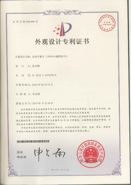 China Freego High-Tech Corporation Limited Co., Ltd. certificaten